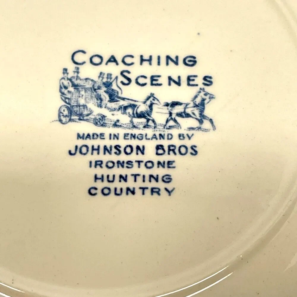 Johnson Brothers Blue Coaching Scenes Hunting Country Set (6) 6